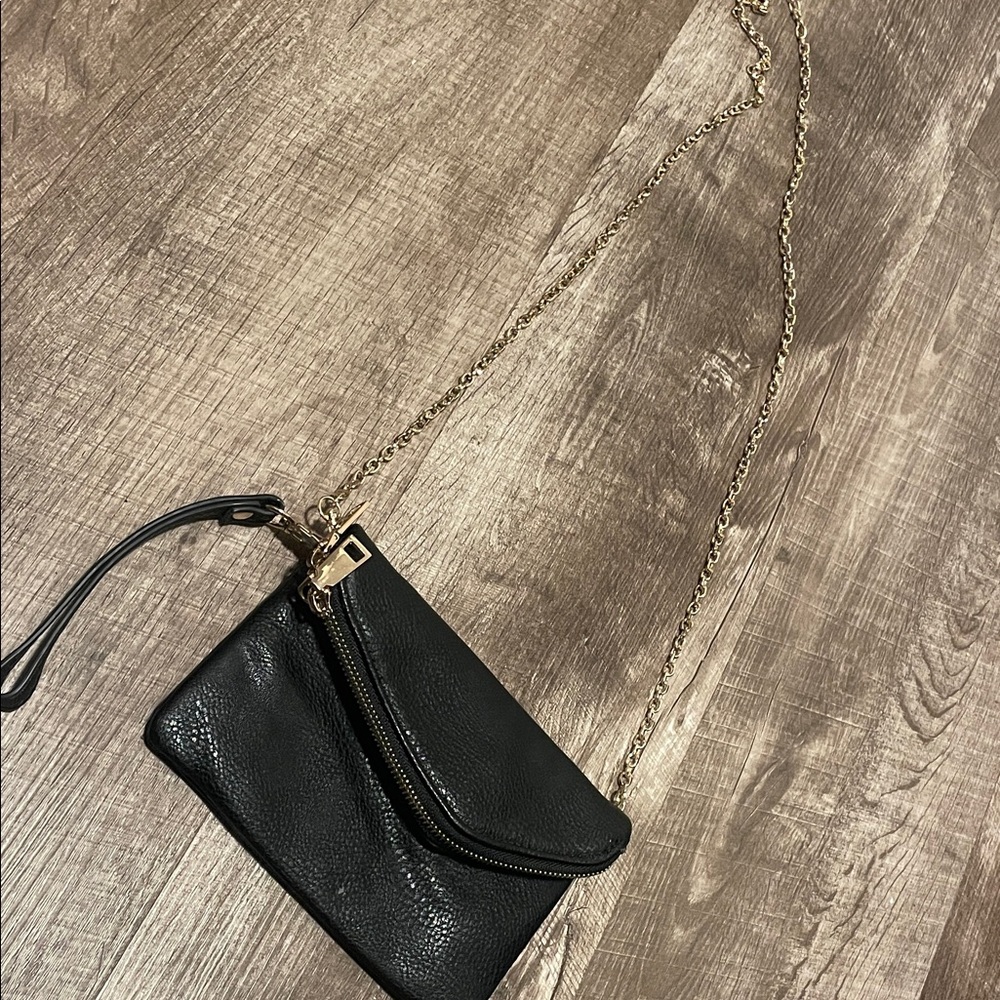 Urban Expressions Black Clutch with Gold Chain